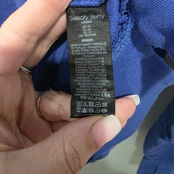 Sweaty Betty Blue Cropped Sweatshirt Women’s XL Thumb Holes Athleisure - Picture 3 of 6